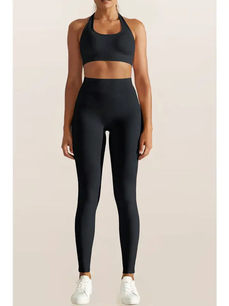 Black Halter Set - Leggings